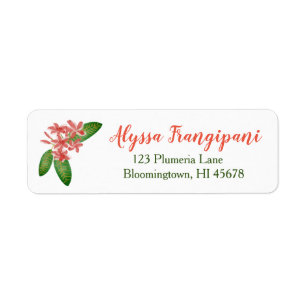 Étiquette Fleur rouge de Plumeria d'étiquettes de adresse de