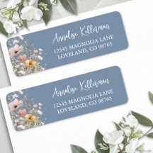 Fleur Sauvage Bleue Adresse de Retour Florale