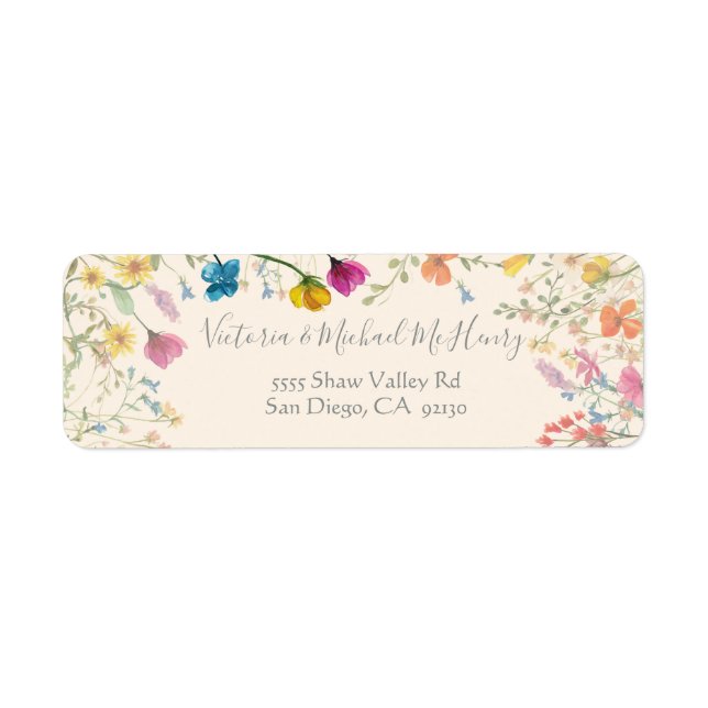 Étiquette Fleur sauvage Boho Floral Garden adresse de retour (Devant)