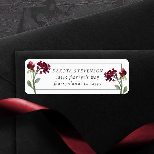Étiquette Fleur sauvage Crimson Red Bohemian Adresse de re