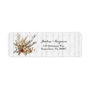 Étiquette Fleur sauvage d'automne Mariage de bouleau blanc