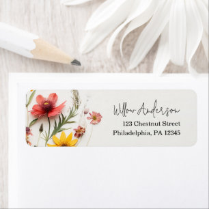 Étiquette Fleur sauvage de fleurs pressées Boho Adresse de r
