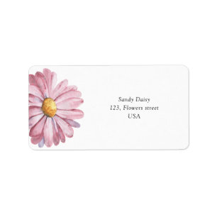 Étiquette Fleur sauvage de marguerite rose