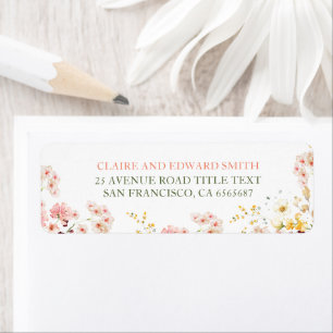 Étiquette Fleur sauvage d'été coloré mignon