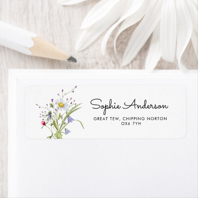 Étiquette Fleur sauvage Elegant Baby shower Adresse (En situation)
