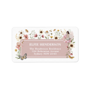 Étiquette Fleur sauvage Fairy Garden Tea Party Retour Adress