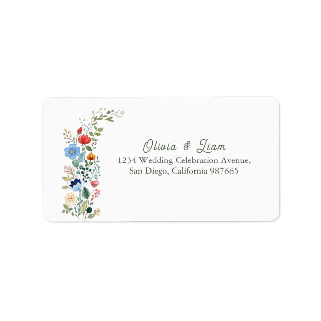 Étiquette Fleur sauvage Floral Mariage Adresse de retour (Devant)