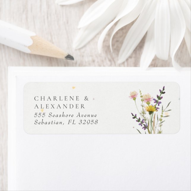 Étiquette Fleur sauvage Floral Meadow Garden Mariage (En situation)