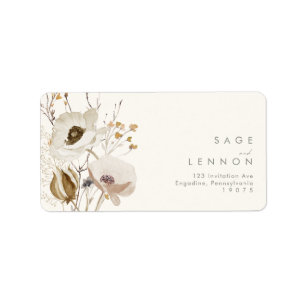 Étiquette Fleur sauvage lunatique   Ivory Wedding RSVP Adres
