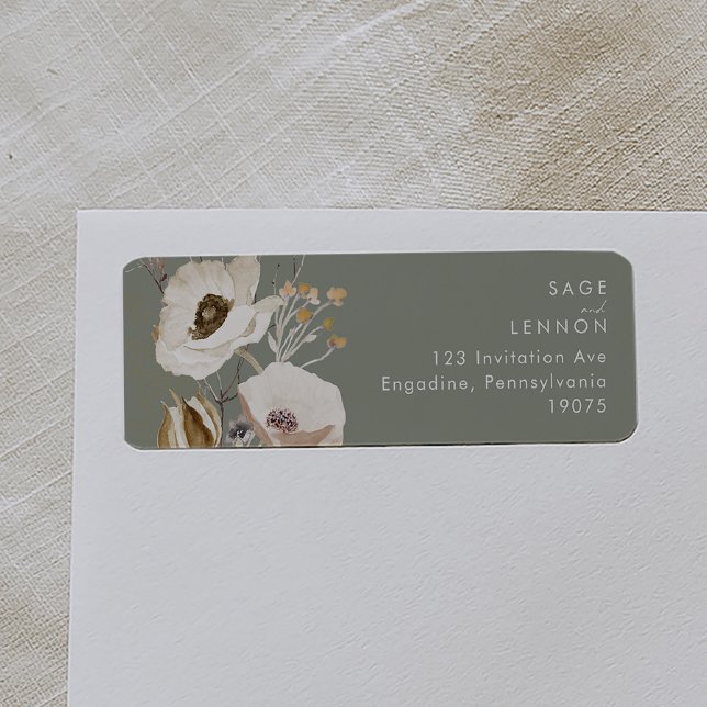 Étiquette Fleur sauvage lunatique | Sage Green Adresse de re (Créateur téléchargé)