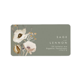 Étiquette Fleur sauvage lunatique | Sage Wedding Adresse RSV