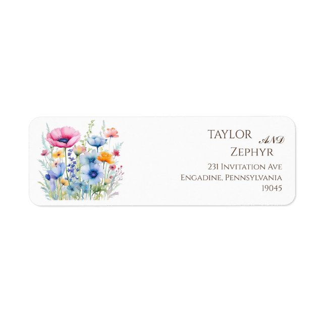 Étiquette Fleur sauvage Mariage RSVP Adresse de retour (Devant)