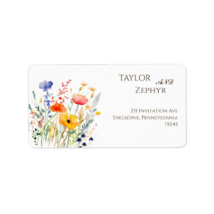 Étiquette Fleur sauvage Mariage RSVP Adresse de retour