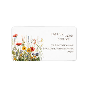 Étiquette Fleur sauvage Mariage RSVP Adresse de retour