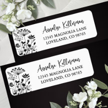 Fleur Sauvage Noir Blanc Adresse de Retour