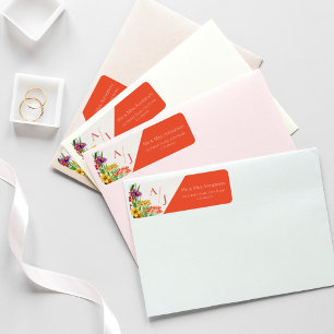 Étiquette Fleur sauvage Orange Floral Mariage Adresse de ret