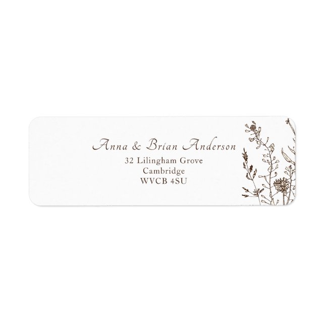 Étiquette Fleur sauvage rustique automne Mariage floral (Devant)
