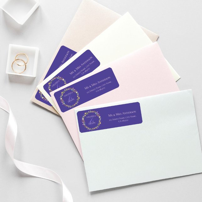 Étiquette Fleur sauvage Wreath Floral Mariage Adresse de ret (Créateur téléchargé)