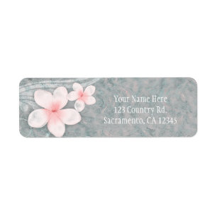 Étiquette Fleur tropicale de Plumeria gris rose fête d'été