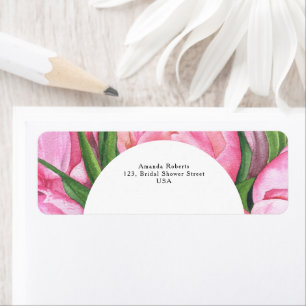 Étiquette Fleurs aquarelle pivoine