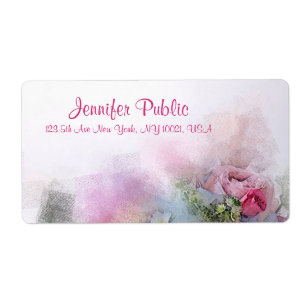 Étiquette Fleurs aquarelles personnalisées Élégant Script mo