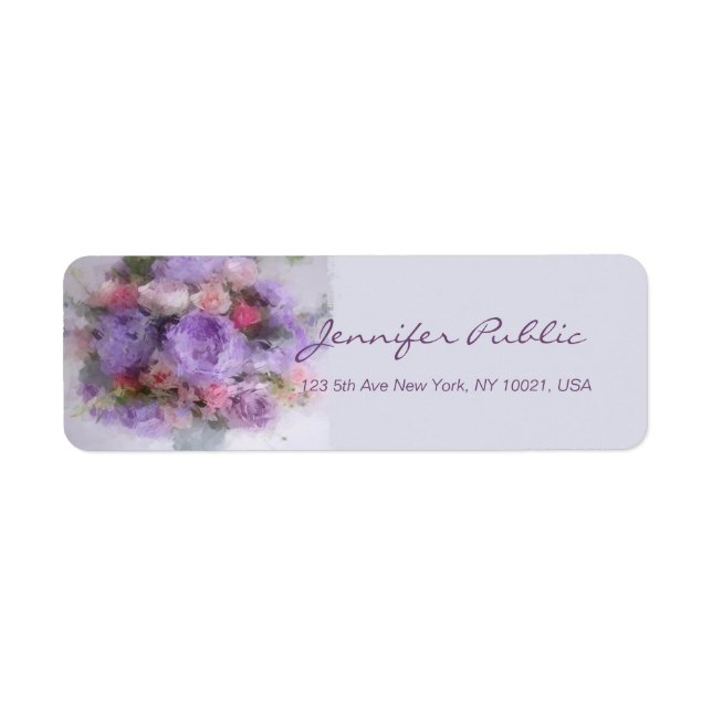 Étiquette Fleurs Art Peinture Main Script Modèle élégant (Devant)