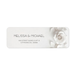 Étiquette Fleurs blanches 3D Roses Mariage