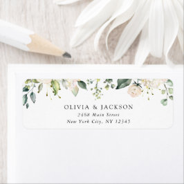 Étiquette Fleurs blanches, Fleurs de crème, Verdure, Mariage