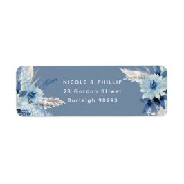 Étiquette Fleurs bleues Dusty modernes Retour Adresse Mariag