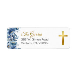 Étiquette Fleurs bleues mignonnes Première communion sainte 