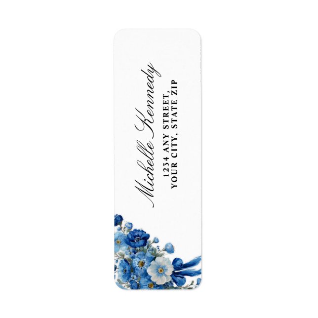 Étiquette Fleurs bleues Un nouveau chapitre Baby Shower (Devant)