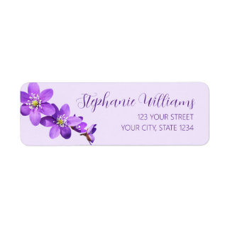 Étiquette Fleurs d'anémone violettes Adresse de retour viole