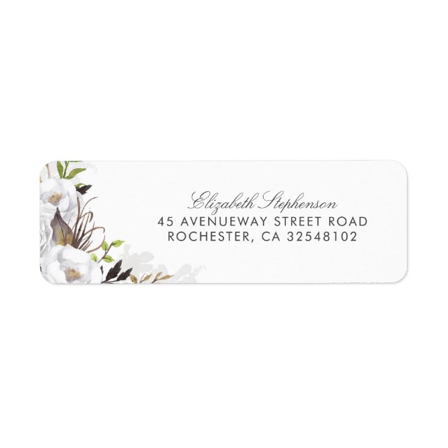Étiquette Fleurs d'aquarelle blanche Mariage romantique (Devant)