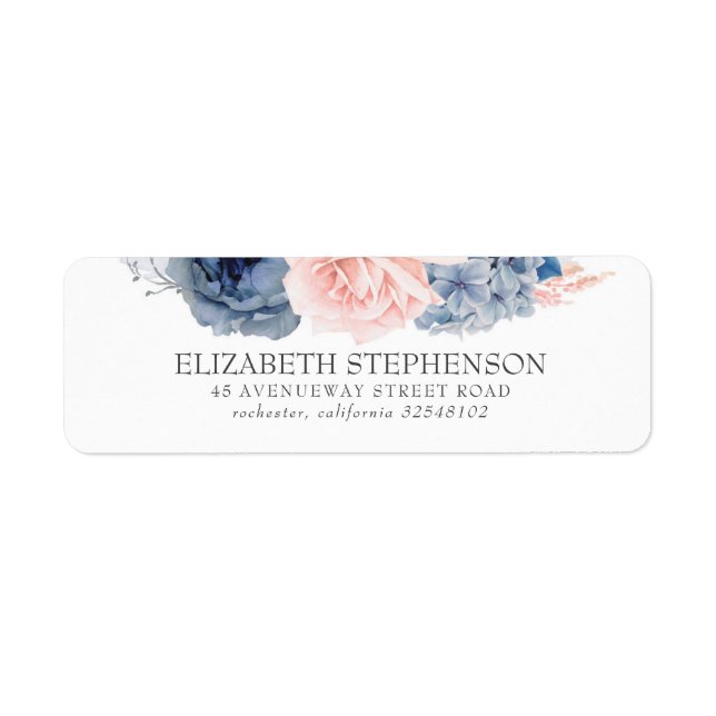 Étiquette Fleurs d'aquarelle bleues et bleues élégantes (Devant)