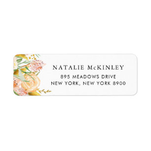 Étiquette Fleurs d'aquarelle et Feuilles d'or