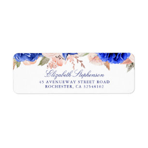 Étiquette Fleurs d'aquarelle marine et rose élégantes