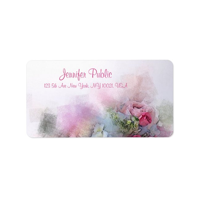 Étiquette Fleurs d'aquarelle personnalisées modernes (Devant)