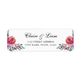 Étiquette Fleurs d'aquarelle romantique Mariage Adresse de r