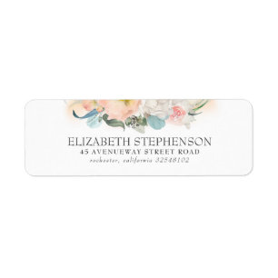 Étiquette Fleurs d'aquarelle rose et rose élégant