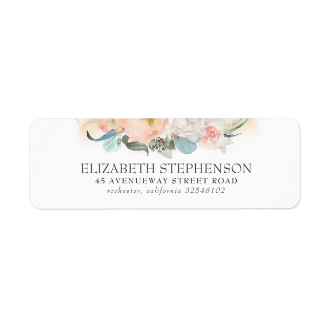 Étiquette Fleurs d'aquarelle rose et rose élégant (Devant)