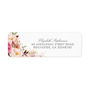 Étiquette Fleurs d'aquarelle rose pâle Mariage romantique