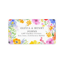 Fleurs d'aquarelle vives Mariage Adresse de retour
