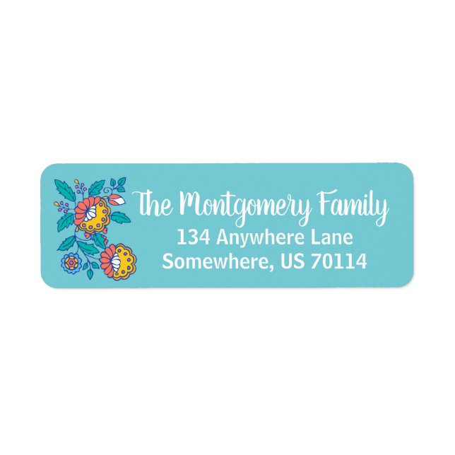 Étiquette Fleurs d'art populaire nordique (Devant)