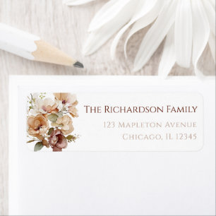 Étiquette Fleurs d'automne rustique marron beige neutre