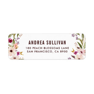Étiquette Fleurs de Bohême Whimsical Adresse de retour