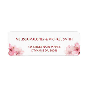 Étiquette Fleurs de cerisier rose blanc Mariage