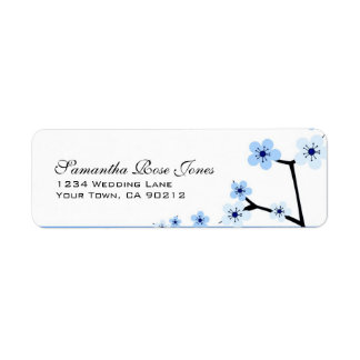 Étiquette Fleurs de fleurs de cerisier bleu et blanc Adresse