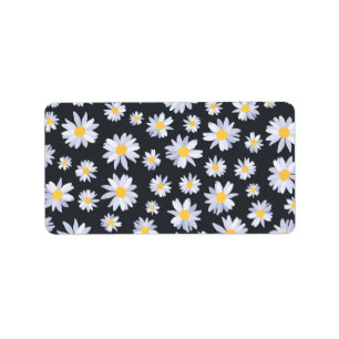 Étiquette Fleurs de marguerite blanche classique Botanique