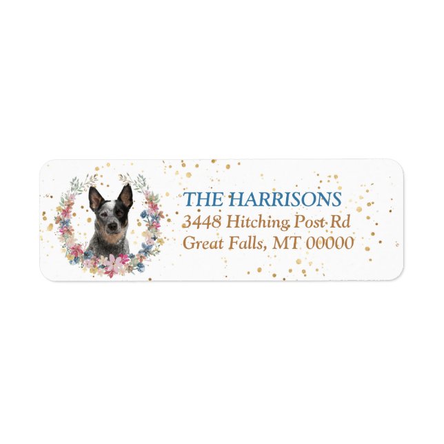 Étiquette Fleurs de printemps de chien de bétail australien  (Devant)