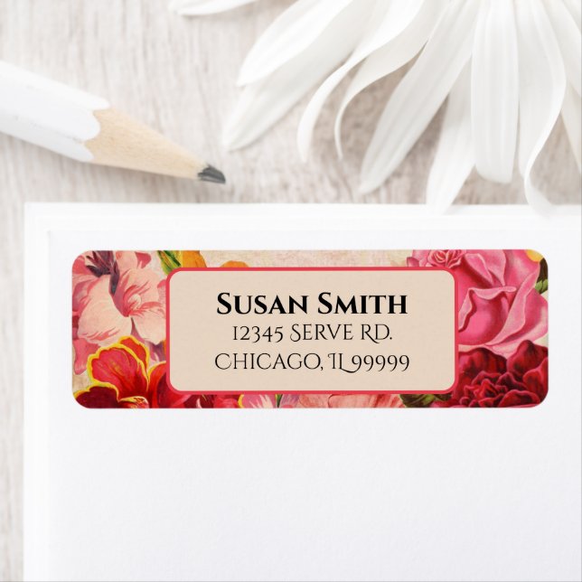 Étiquette Fleurs de Steampunk victorienne Coeurs Saint-Valen (En situation)